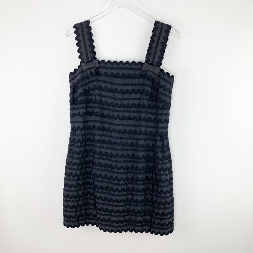 FRENCH CONNECTION Black Bowed Rickrack Sleeveless Cocktail Dress 10